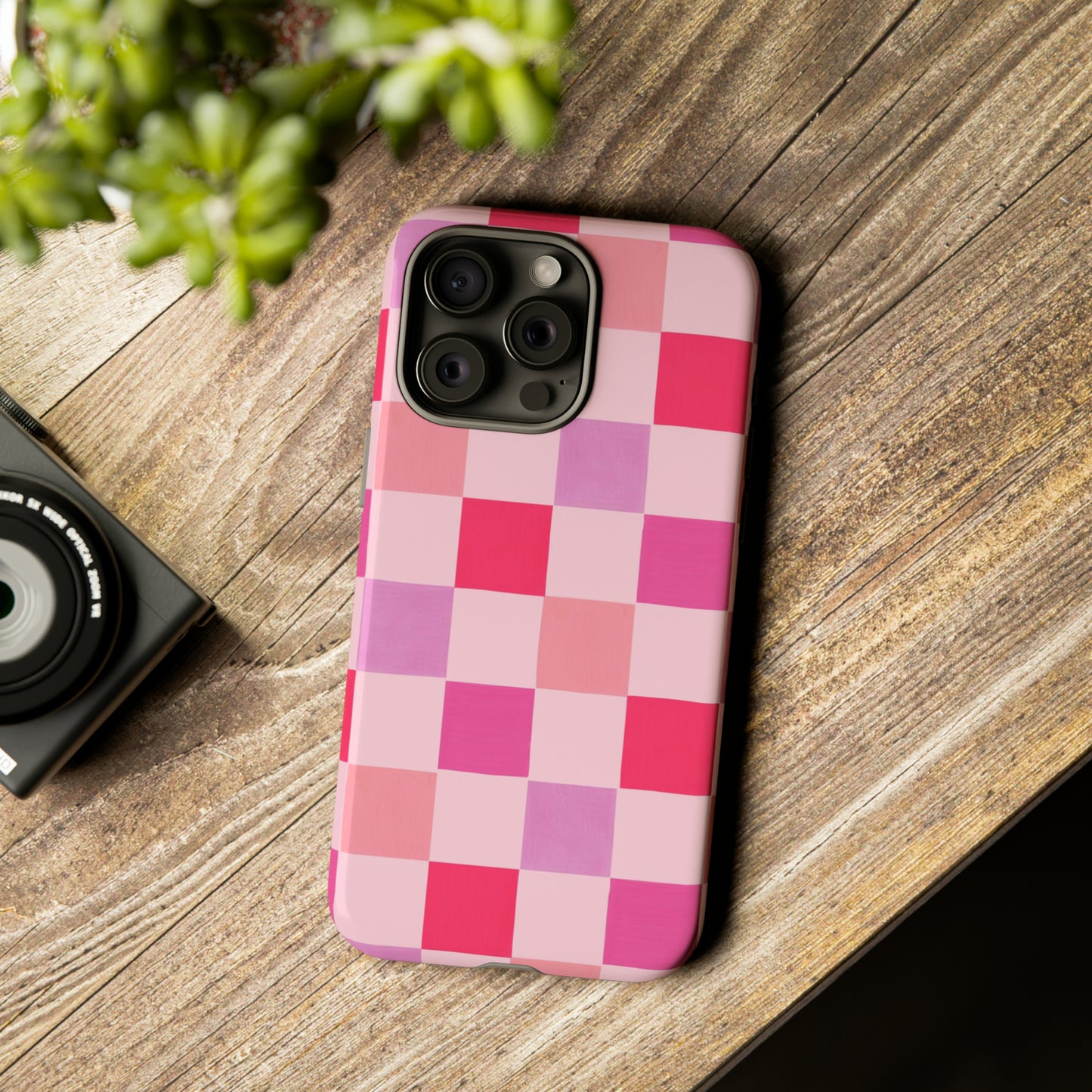 Pink Check Pattern iPhone Case