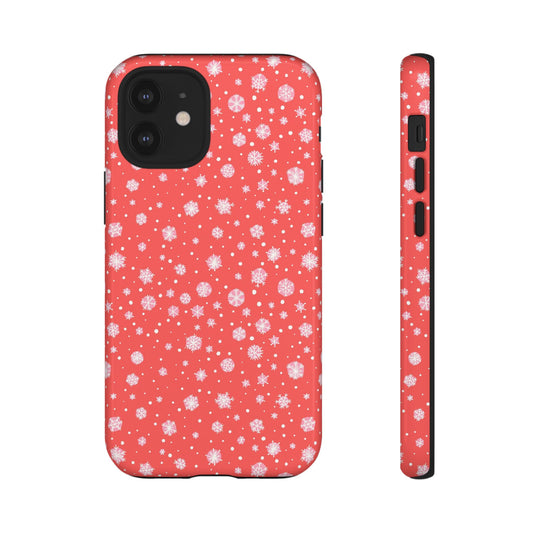 Winter Christmas Snowflakes Red - iPhone Case