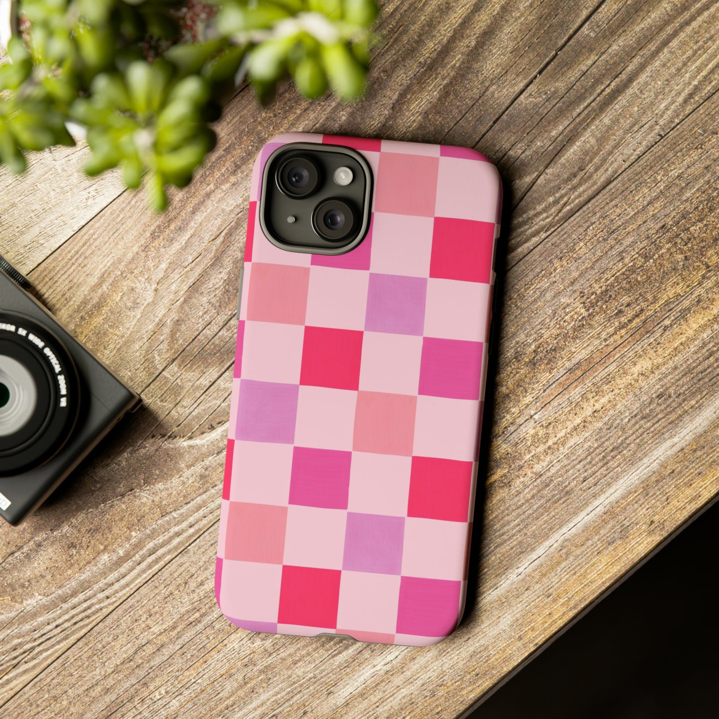 Pink Check Pattern iPhone Case