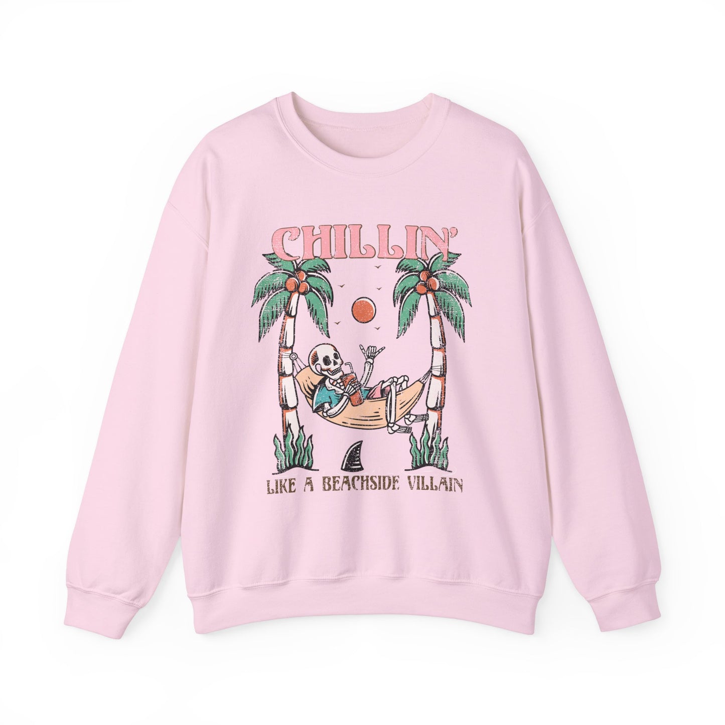 Chillin' At The Beach Villian - Summer Skeleton - Cute Retro Sweatshirt