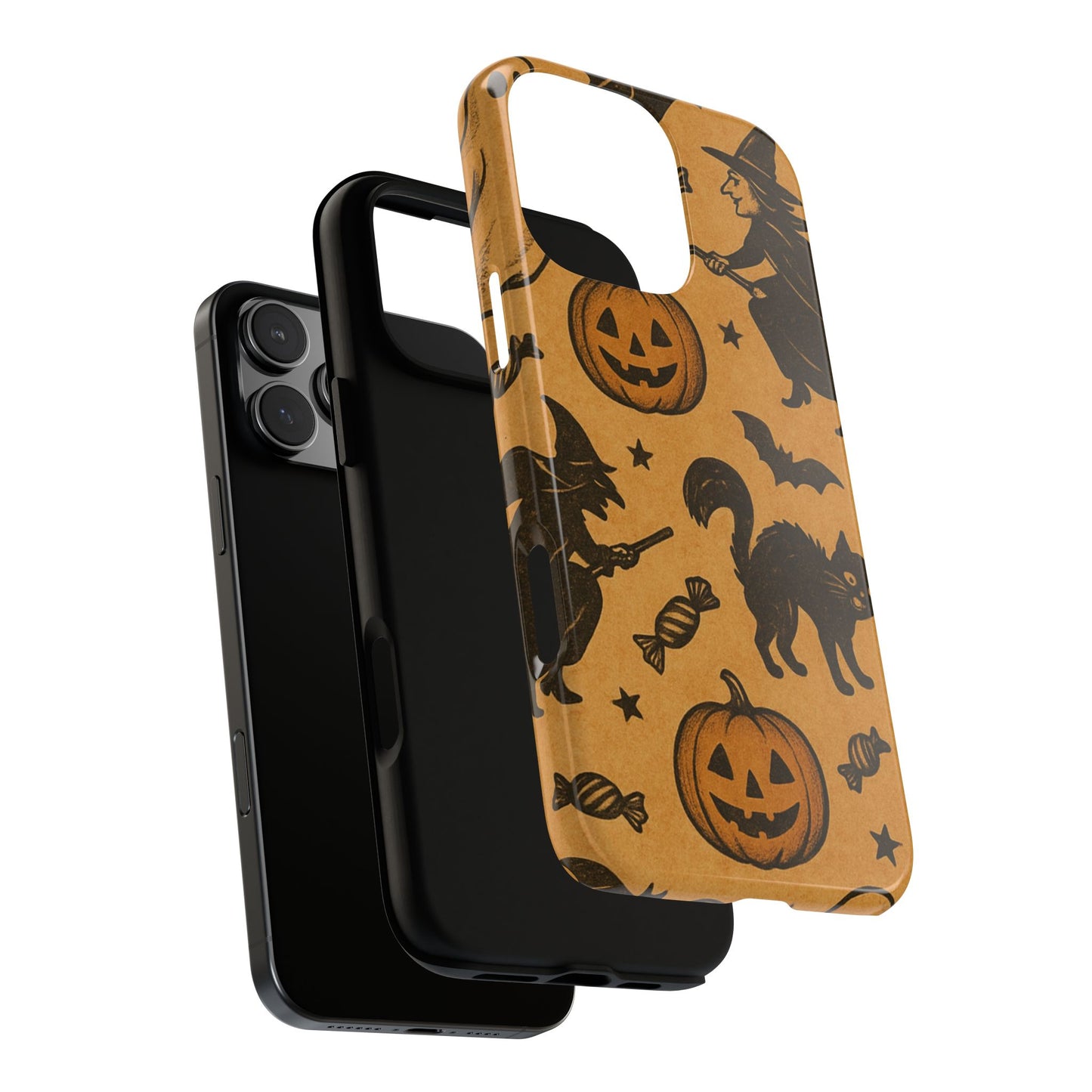 Vintage Halloween Doodles - Orange - iPhone Case
