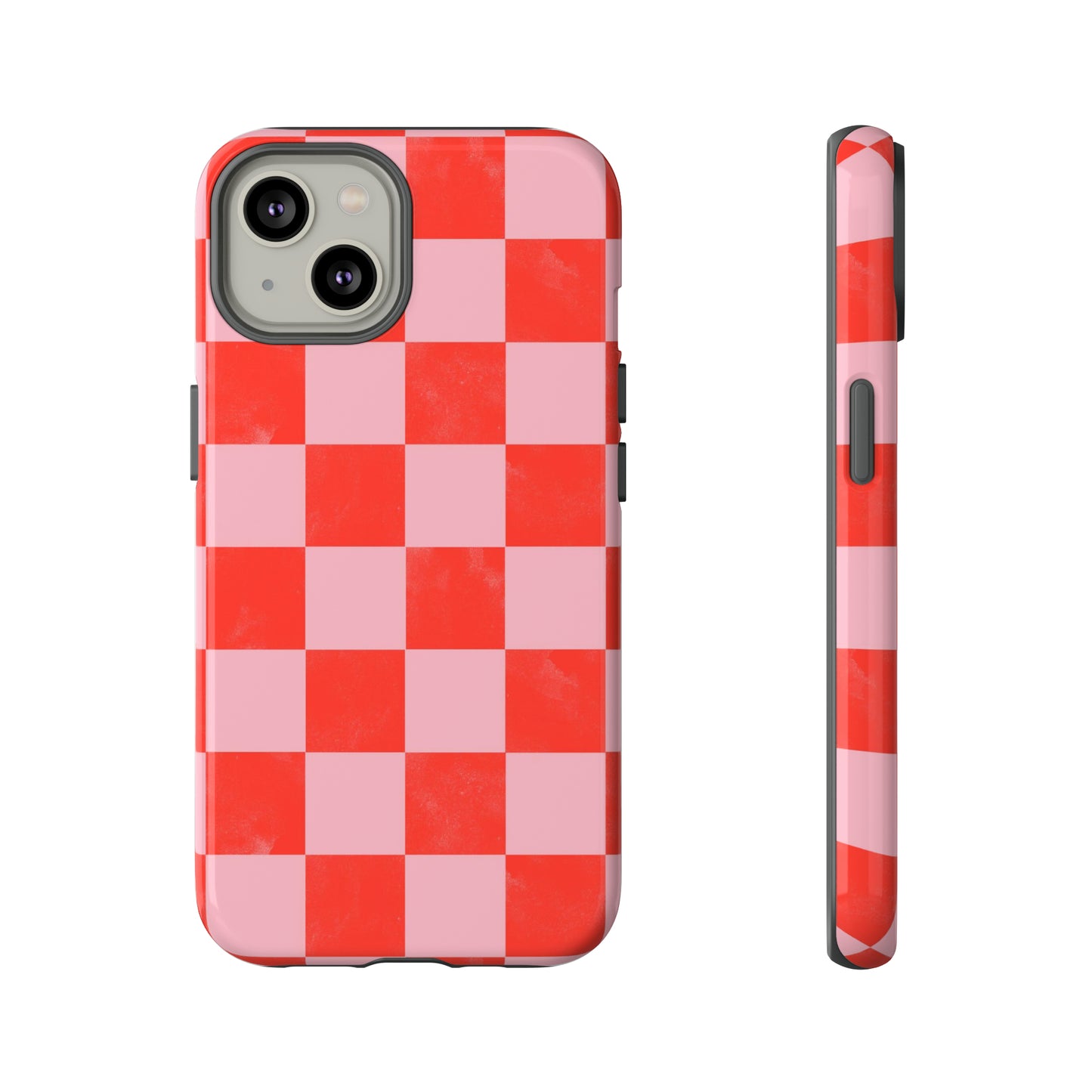 Red and Pink Checker Pattern - iPhone Case